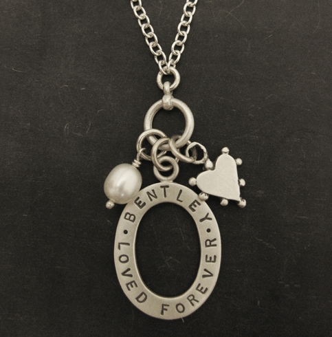 Silver loved forever memorial name necklace