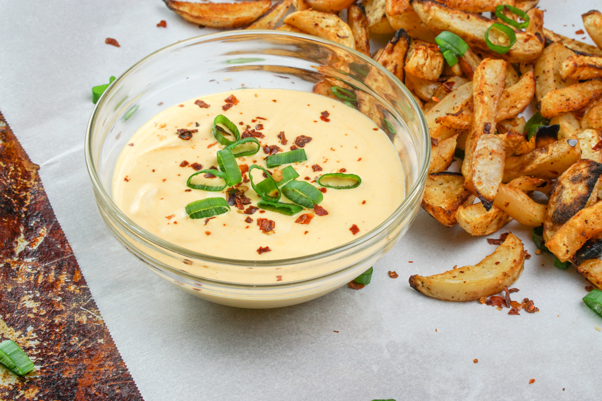 turnip fries with peanut dipping sauce