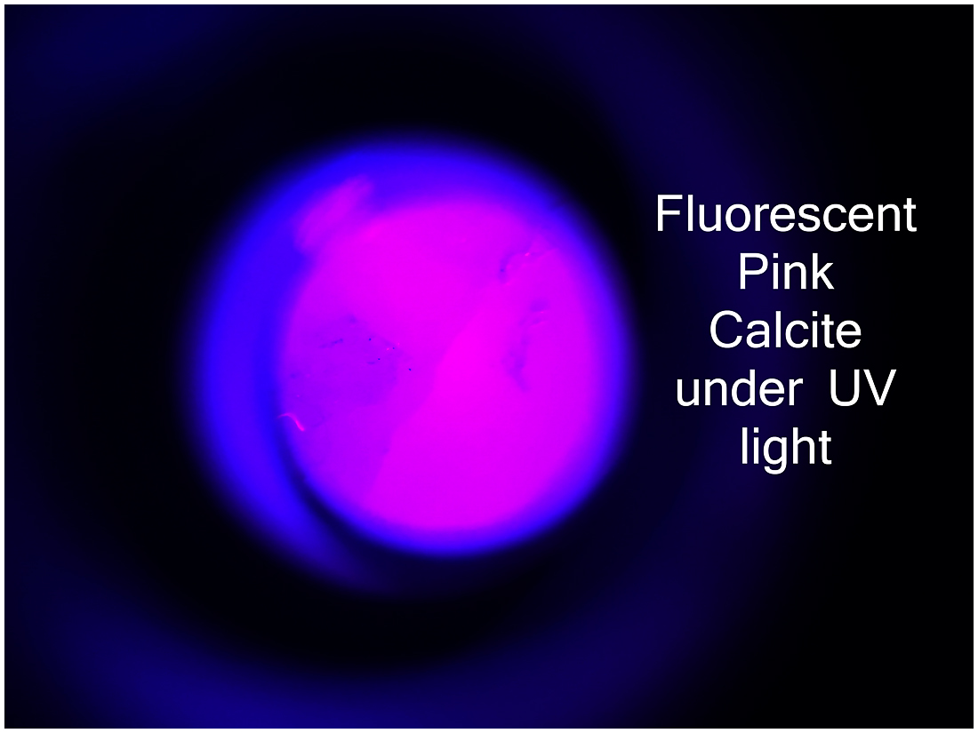 pink calcite under smartphone microscope