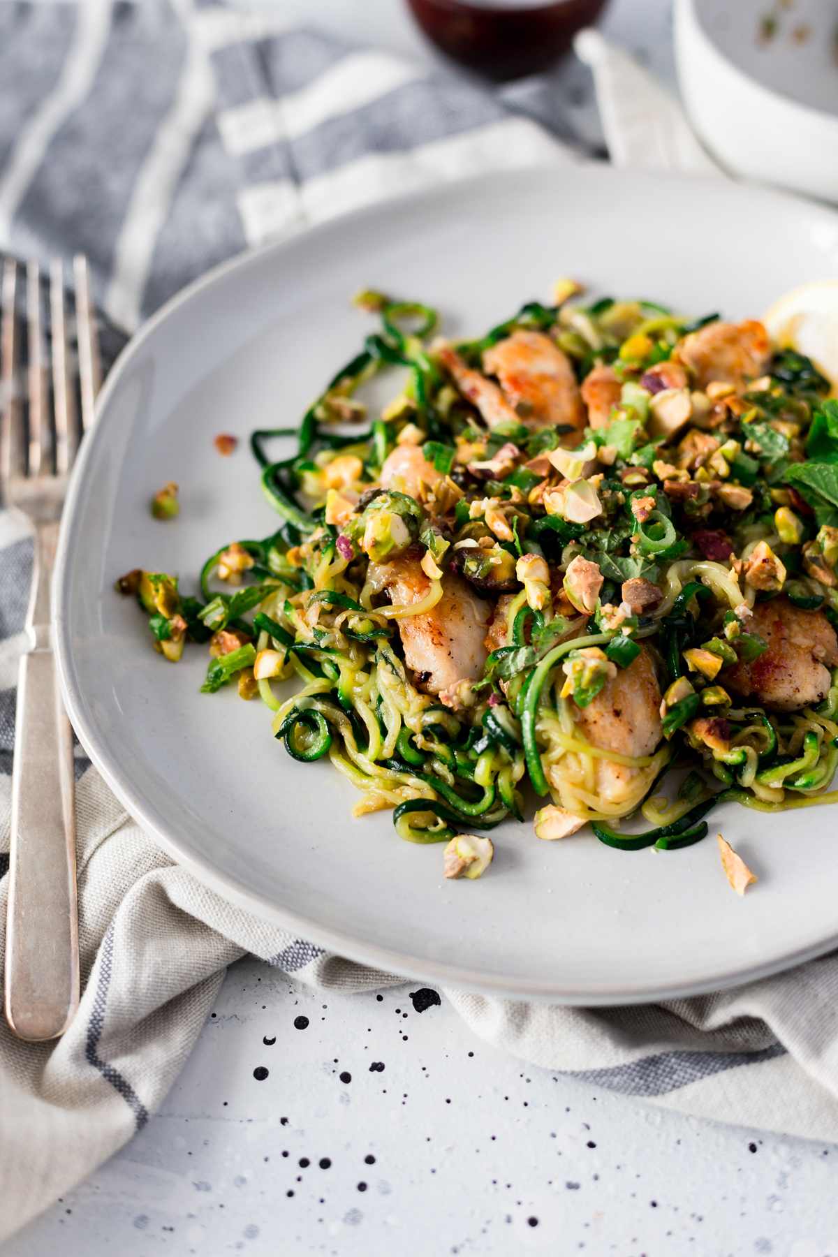 Chicken Zucchini Pasta Zoodles with Mint & Pistachios Recipes