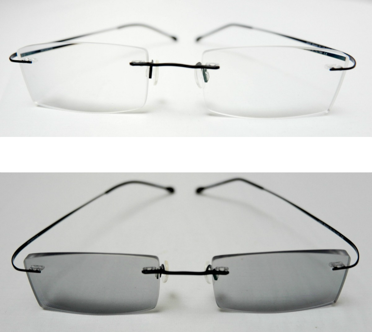 Clearly Rimless Frames outside with transition lenses