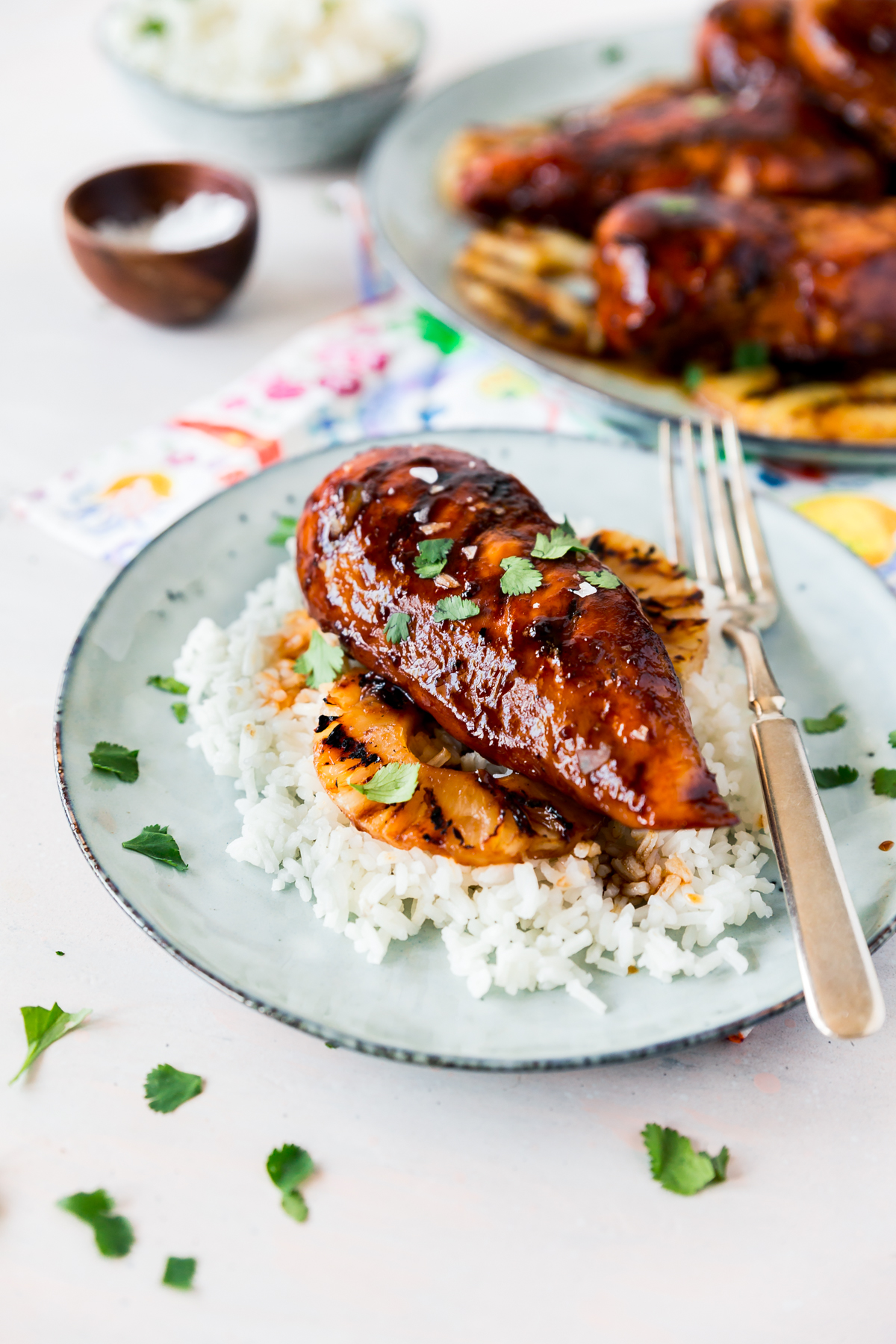 Hawaiian barbecue Chicken with pineapple on rice is a yummy meal