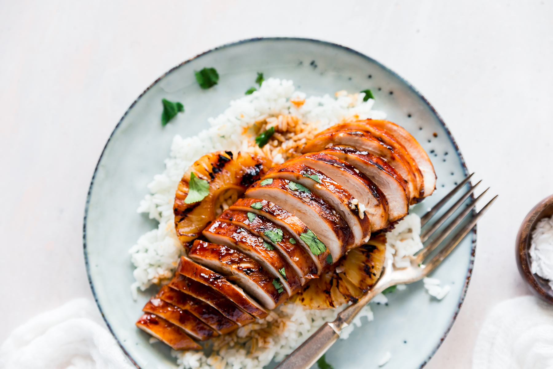 Hawaiian barbecue Chicken with pineapple on rice is a yummy meal