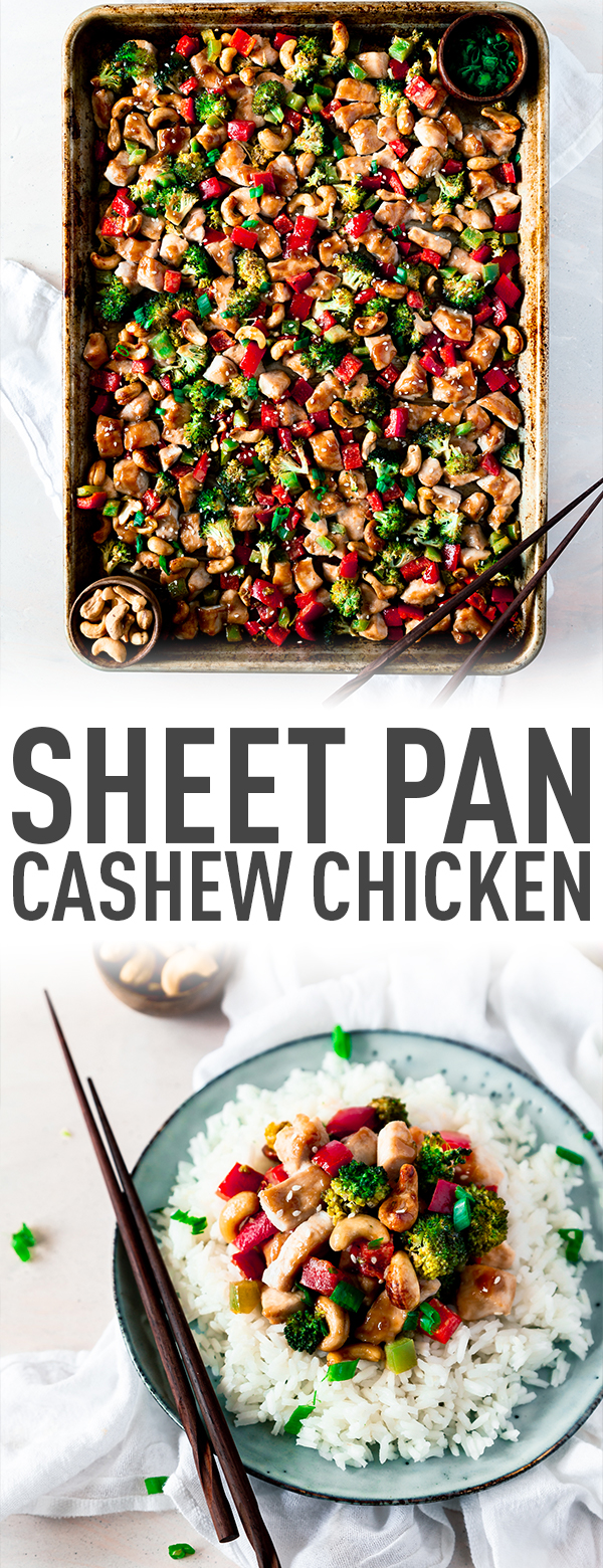 sheet pan dinner cashew nut chicken with vegetables