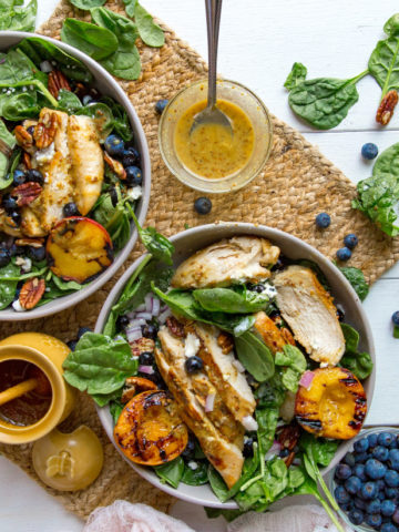 grilled peach salad with grilled chicken