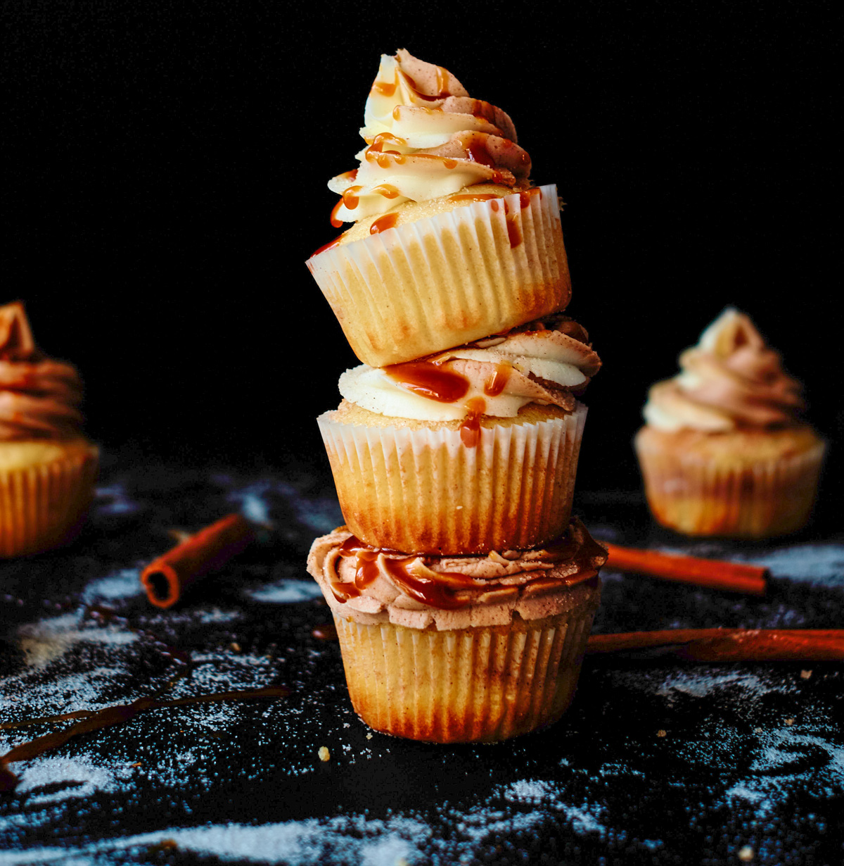 snickerdoodle cupcakes stack