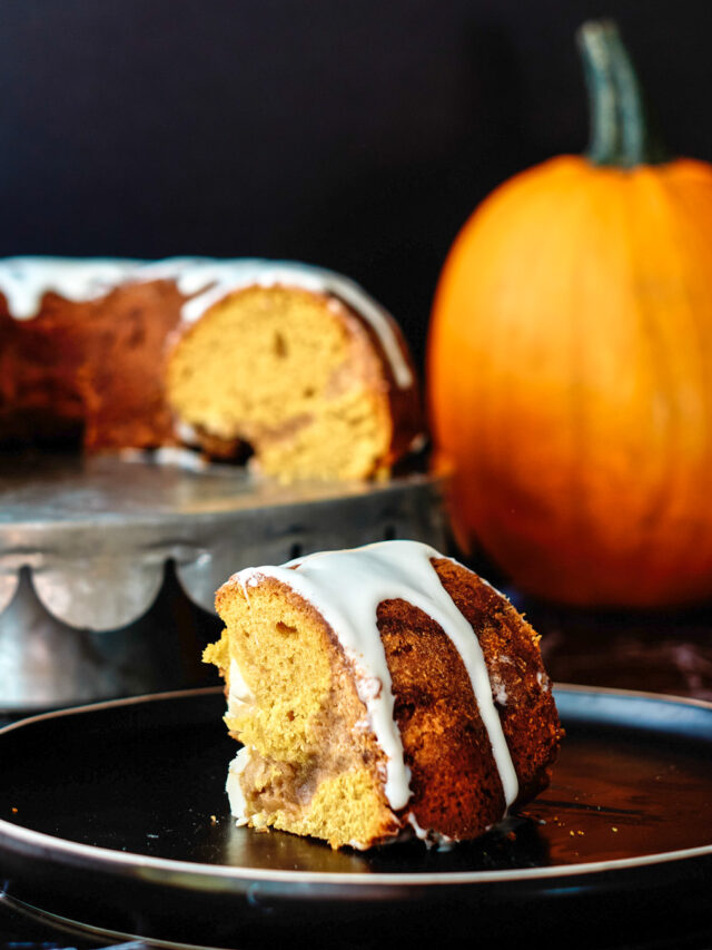 Pumpkin Coffee Cake With Cream Cheese Icing Drizzle Story