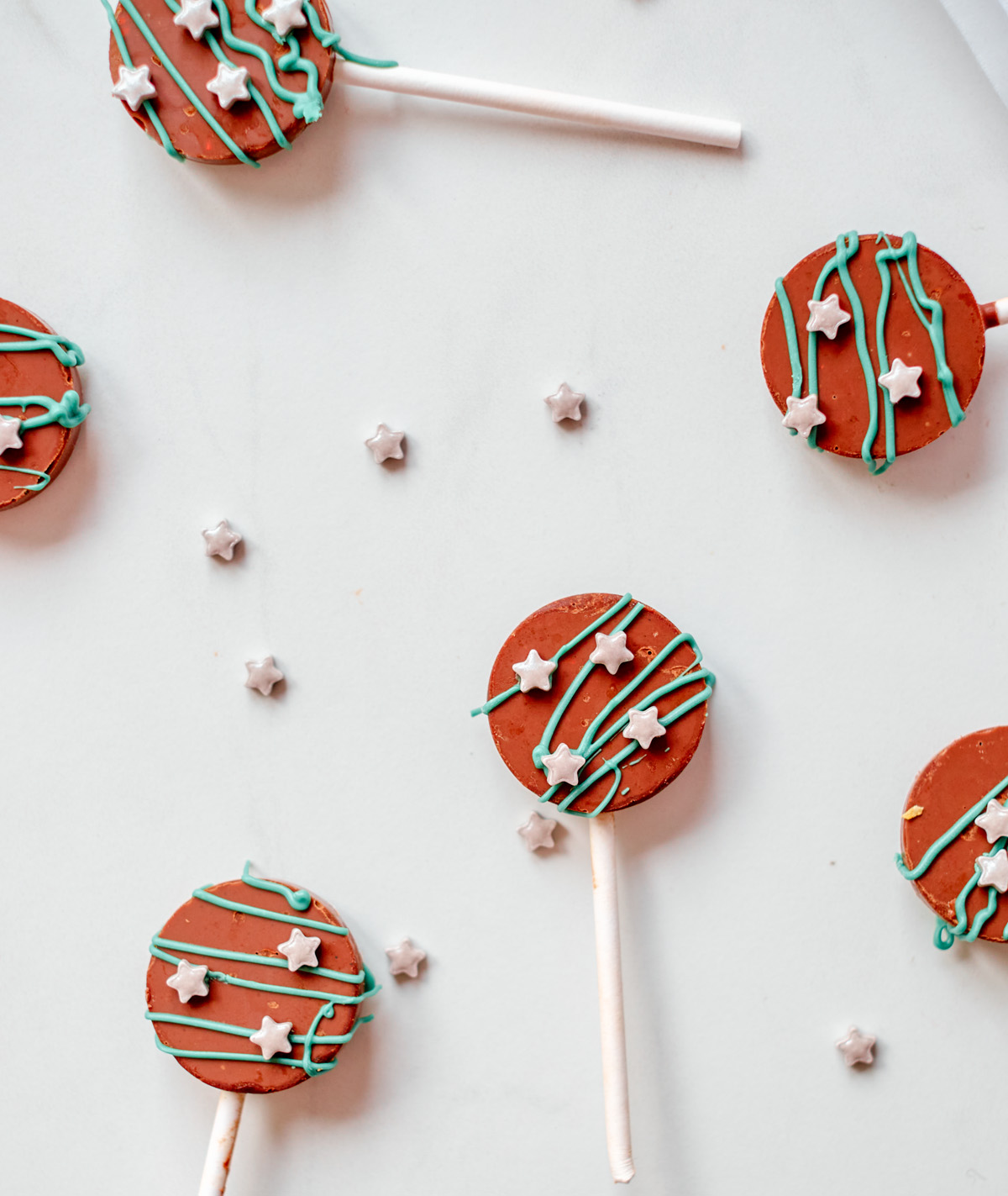 festive chocolate lollipops