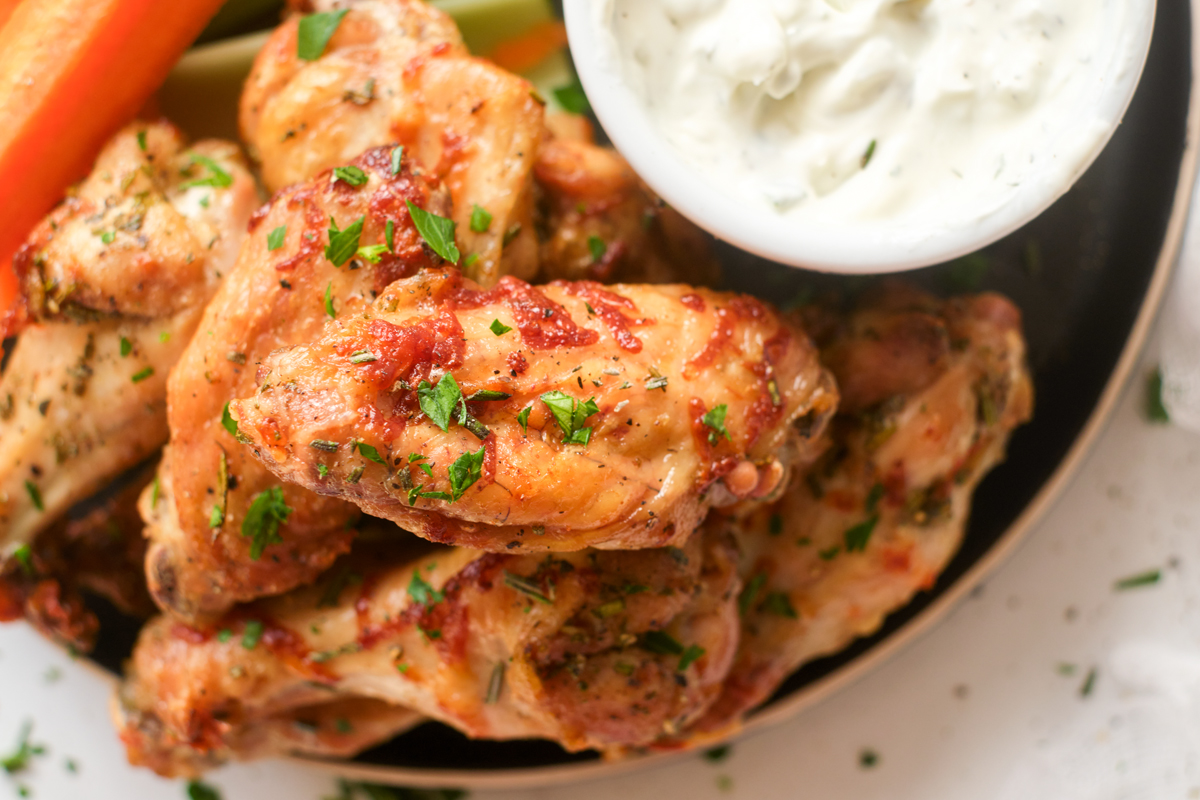 airfryer parmesan chicken wings with rosemary