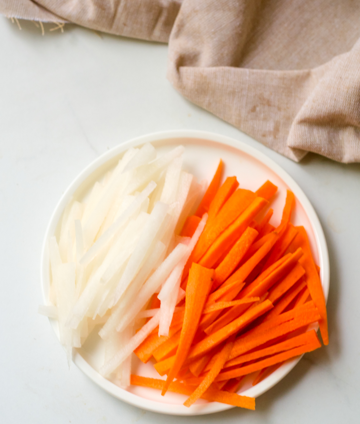 julienned carrots and daikon