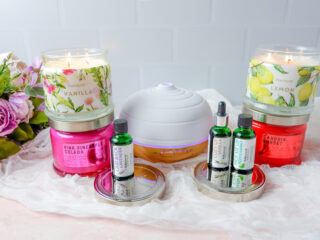 PartyLite 3 wick jar candles, essential oil diffuser and essential oils