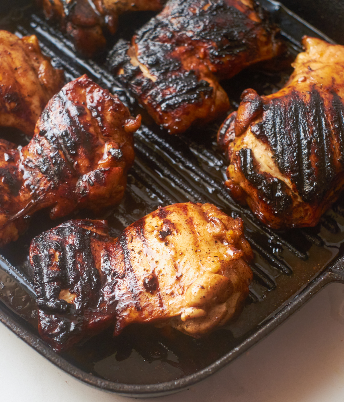 grilled chicken in cast iron pan