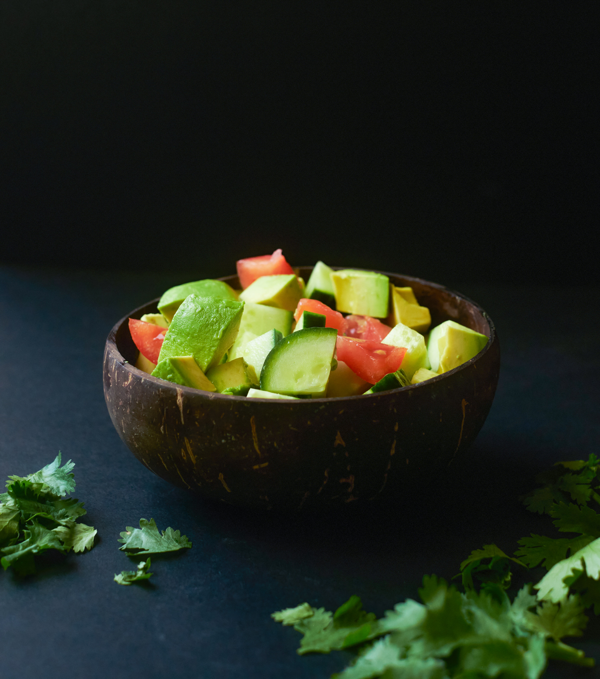 avocado, tomato and cucumber salad