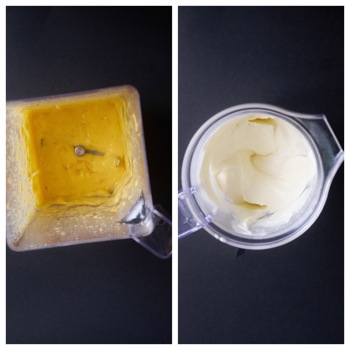 mango mousse in process with the blender