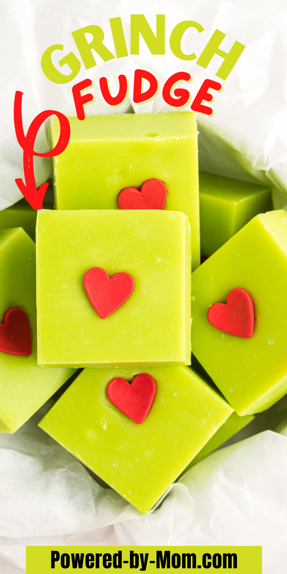 This colorful and easy Grinch Fudge is a fun, no bake holiday recipe with only FOUR ingredients. It's a recipe for Christmas fudge that is prepped to set in the fridge in minutes and makes for a delicious family treat. 