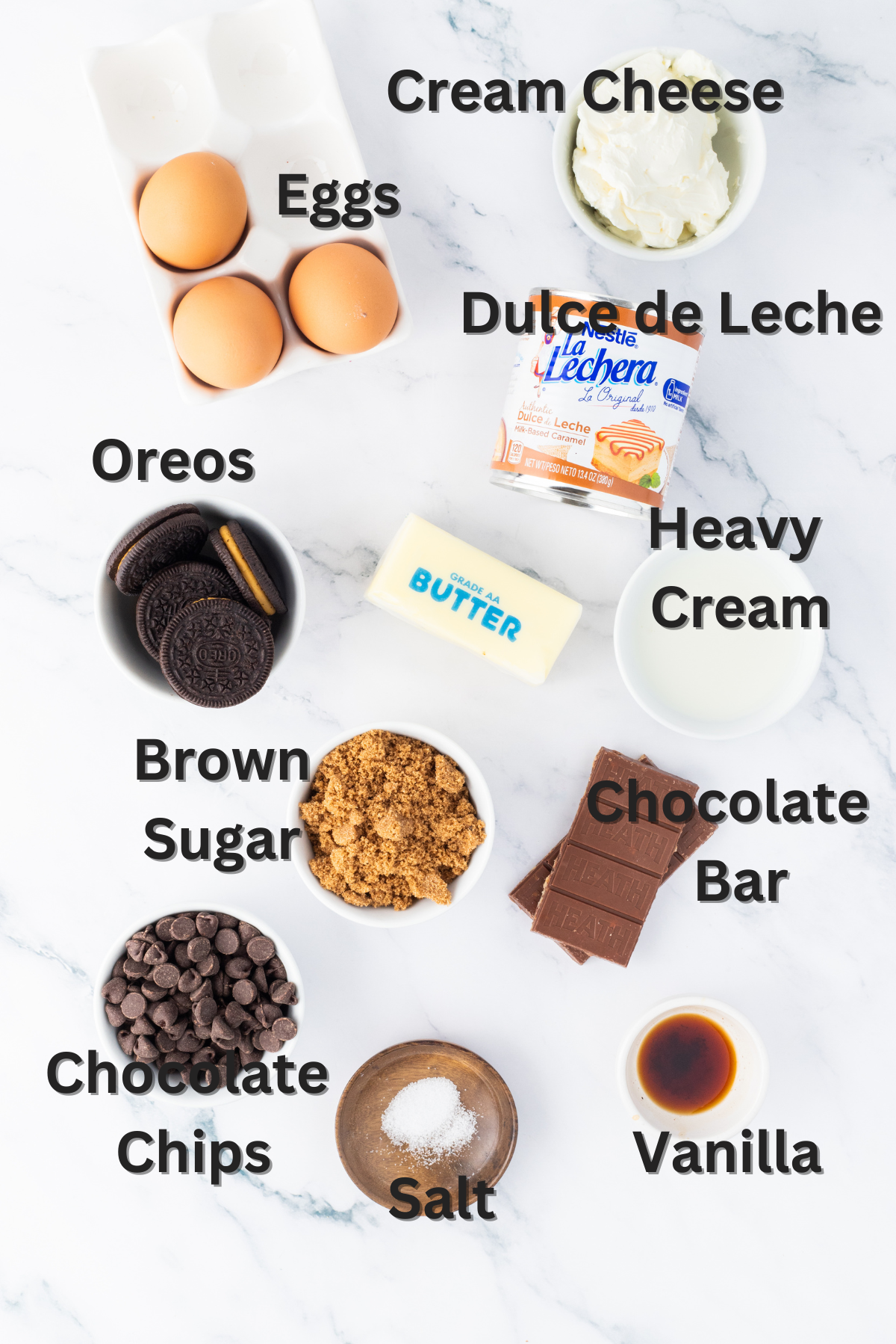 ingredients for dulce de lech cheesecake