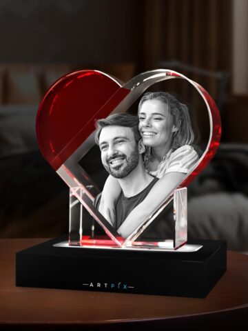 couple in heart shaped crystal