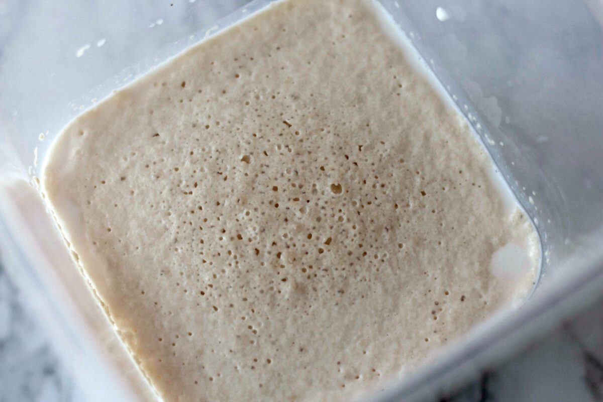 yeast mixture, flour and milk